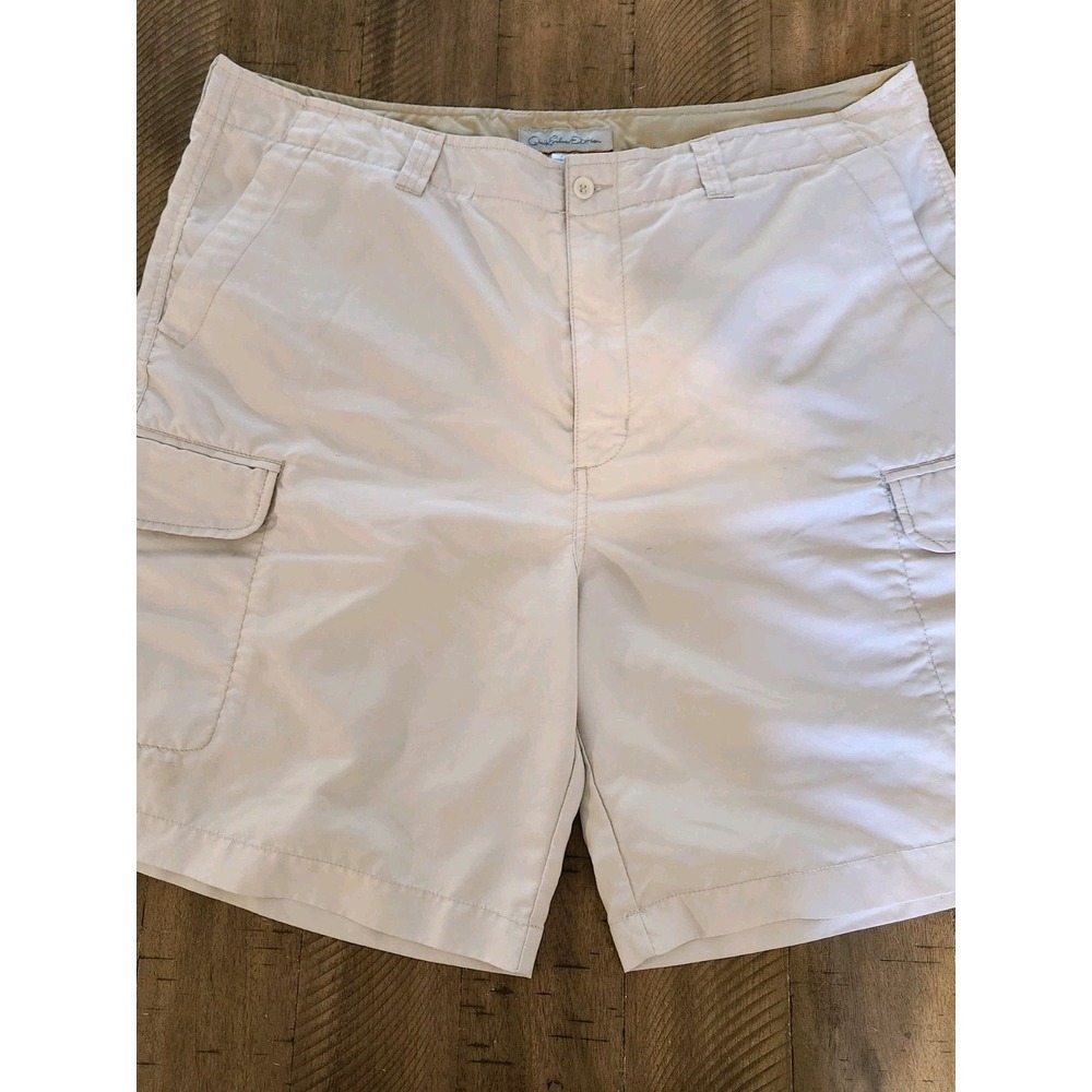 Quick Sliver Beige Polyester‎ Flat Front Cargo Shorts Size 40 Beach Surf Relax